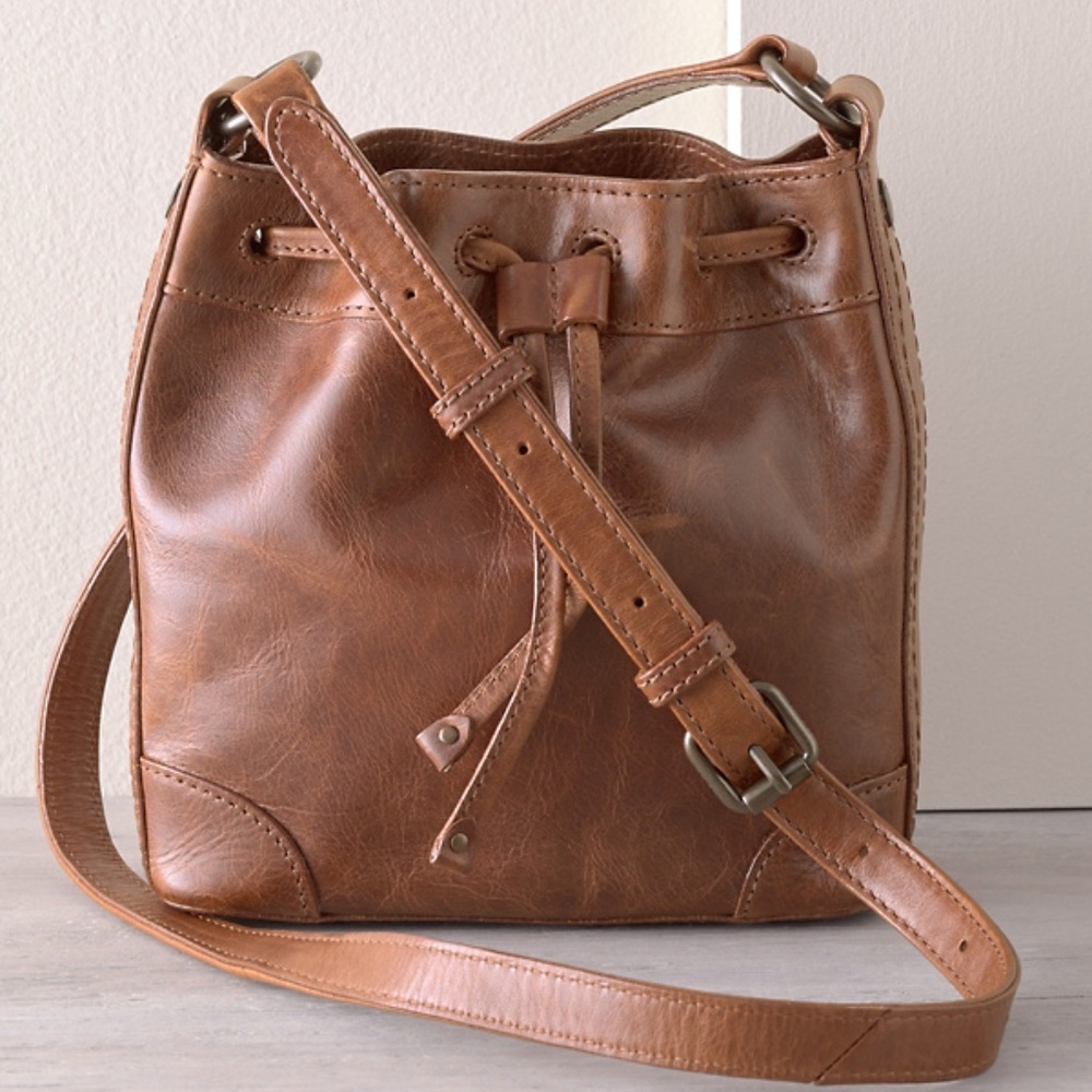 Frye Melissa Leather Drawstring Bucket Bag NEW